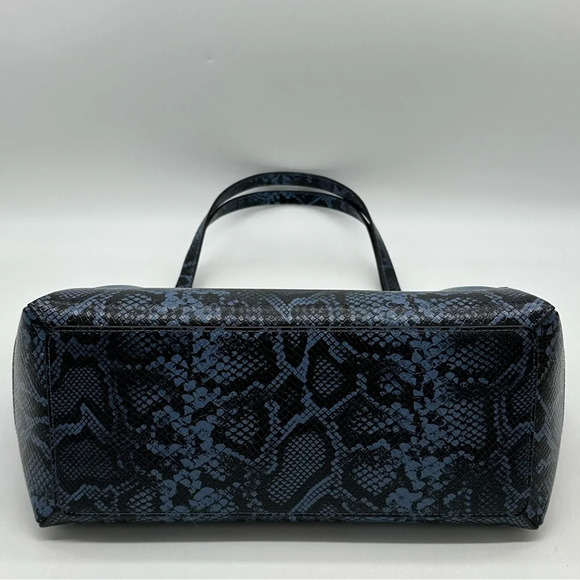 Michael Kors Reed Large Tote Bag Denim Snakeskin Blue - Picture 7 of 11